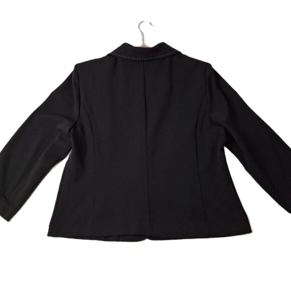 Vintage Size 16 Womens Black Cropped Blazer Lined Office Smart - Picture 2 of 7